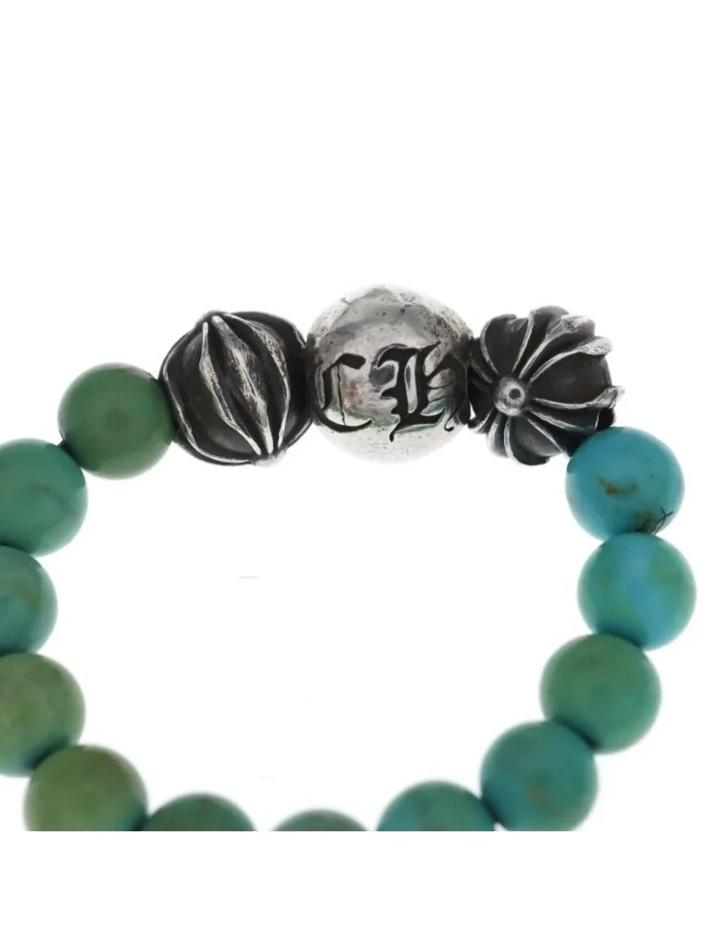 Chrome Hearts Bead Ring Turquoise Blue Silver